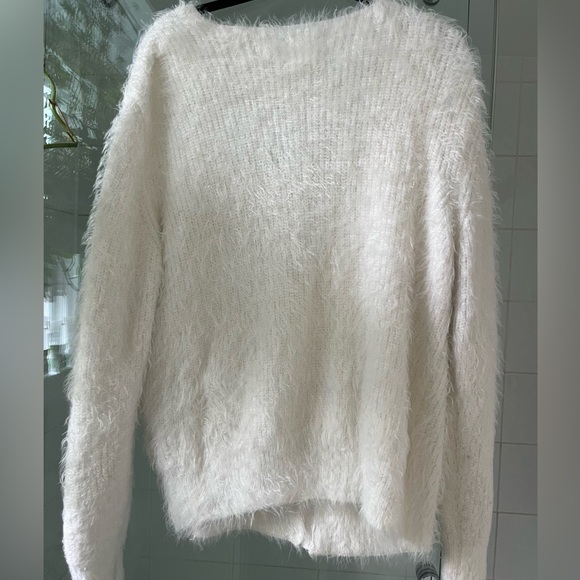 Anine Bing White Fuzzy  Button Closure Knit Cardigan Womens Size Medium - Picture 6 of 7